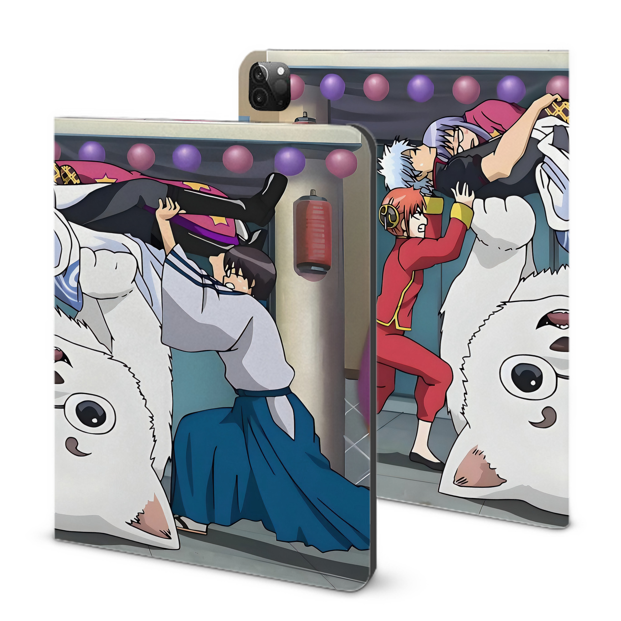 （画像用） ぎんたま 坂田銀時（さかたぎんとき） 神楽 志村新八（しむら しんぱち） GINTAMA Sakata Gintoki Kagura Shimura Shinpachi IPadケース ペンホルダー付き ブックスタイルデザイン